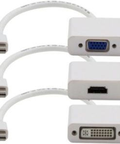 AddOn MDP2VGA-HDMI-DVI-W 3PK Mini-DisplayPort 1.1 Male to DVI, HDMI, VGA Female White Adapters Which Comes in a Bundle For Resolution Up to 1920×1200