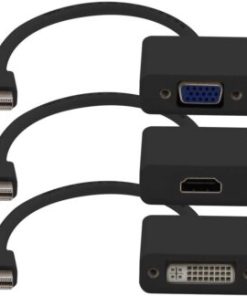 AddOn MDP2VGA-HDMI-DVI-B 3PK Mini-DisplayPort 1.1 Male to DVI, HDMI, VGA Female Black Adapters Which Comes in a Bundle For Resolution Up to 1920×1200
