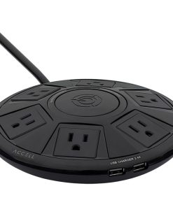 Accell D080B-048B Power Air – Surge Protector and USB Charging Station – Black, 6 ft (1.8 m)