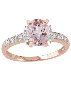 14k Rose Gold Over Sterling Silver 1/7-ct. T.W. Diamond & Morganite Ring