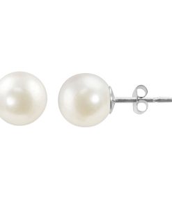 14k White Gold Akoya Cultured Pearl Stud Earrings