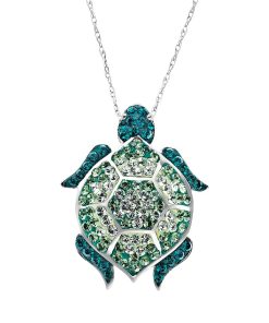 Artistique Sterling Silver Crystal Turtle Pendant