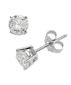 14k White Gold 1-ct. T.W. IGI Certified Round Cut Diamond Solitaire Earrings