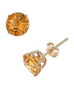 14k Gold Citrine Stud Earrings