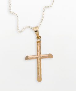 10k Gold Tube Cross Pendant