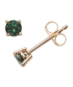 14k Gold 1/3-ct. T.W. Round-Cut Green Diamond Stud Earrings