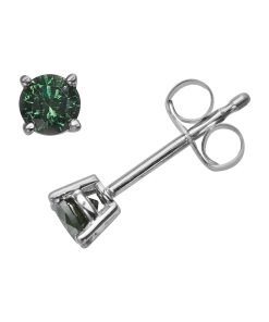 14k White Gold 1/3-ct. T.W. Round-Cut Green Diamond Stud Earrings