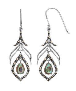 Abalone & Marcasite Sterling Silver Drop Earrings