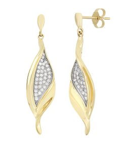 3/8 Carat T.W. Diamond 10k Gold Leaf Drop Earrings
