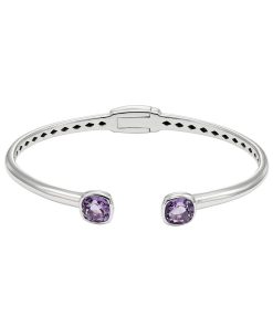 Amethyst Sterling Silver Hinged Cuff Bracelet