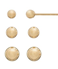 14k Gold Ball Stud Earring Set