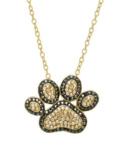 Artistique 18k Gold Over Silver Crystal Paw Print Pendant Necklace