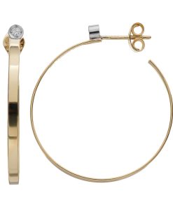 14k Gold Diamond Accent Hoop Earrings