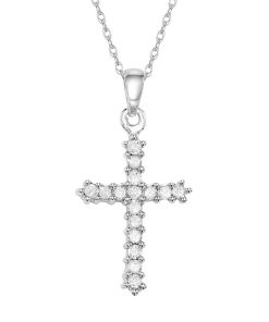 10k White Gold 1/4 Carat T.W. Diamond Cross Pendant