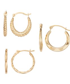 14k Gold Hoop Earring Set