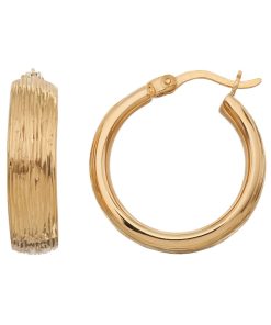 18k Gold Over Silver Textured Hoop Earrings