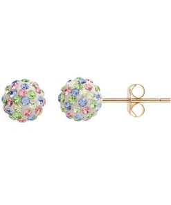 10k Gold Crystal Ball Stud Earrings