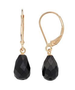 14k Gold Onyx Briolette Drop Earrings