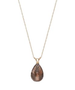 14k Gold Smoky Quartz Briolette Pendant Necklace