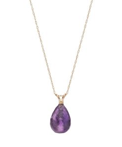 14k Gold Amethyst Briolette Pendant Necklace