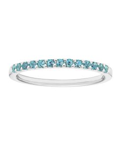 14k White Gold Blue Topaz Stackable Ring