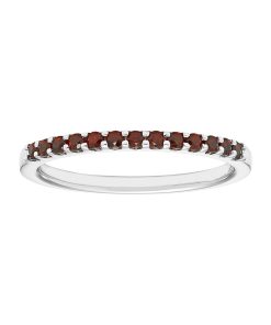 14k White Gold Garnet Stackable Ring