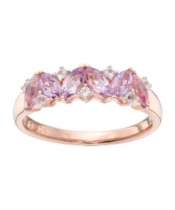 14k Rose Gold Over Silver Rose de France Amethyst & Lab-Created White Sapphire Ring