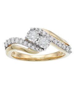 10k Gold 1/2 Carat T.W. Diamond 2-Stone Bypass Engagement Ring