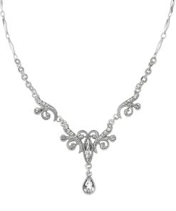 1928® Silver Tone Simulated Crystal Fancy Drop Necklace