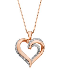 18k Rose Gold Over Silver 1/4 Carat T.W. Diamond Heart Pendant