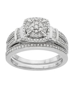 Always Yours Sterling Silver 1/2 ct. T.W. Diamond Engagement Ring Set