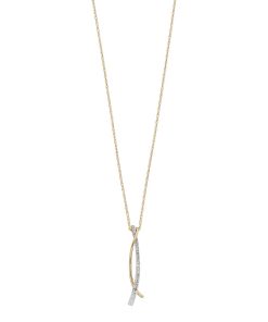 14k Gold Over Silver 1/5 Carat T.W. Diamond Curved Bar Pendant