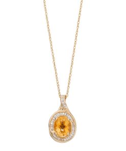 14k Gold Over Silver Citrine Bypass Pendant Necklace