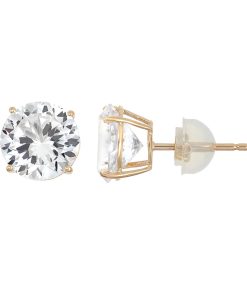100 Facets of Love 10k Gold Lab-Created White Sapphire Stud Earrings