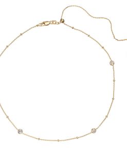 14k Gold Cubic Zirconia Station Choker Necklace