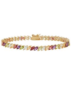 14k Gold Plated Gemstone Marquise Bracelet