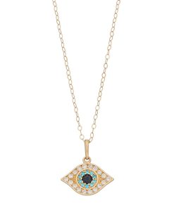 10k Gold Cubic Zirconia Evil Eye Pendant Necklace