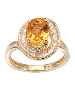 14k Gold Over Silver Citrine & Lab-Created White Sapphire Twist Ring