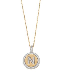 14k Gold Over Silver Cubic Zirconia Initial Pendant Necklace