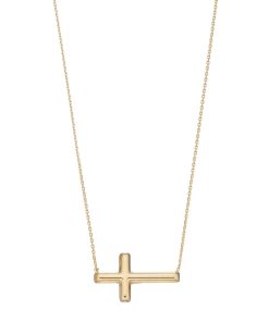 14k Gold Sideways Cross Necklace