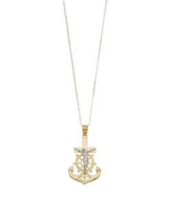 10k Gold Mariner Crucifix Pendant Necklace