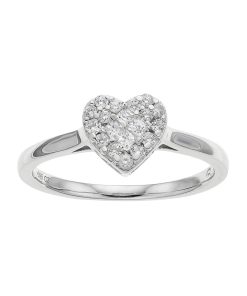 10k White Gold 1/4 Carat T.W. Diamond Heart Cluster Ring