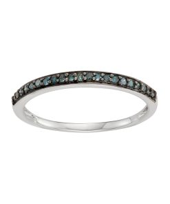 14k White Gold 1/10 Carat T.W. Blue Diamond Stack Ring
