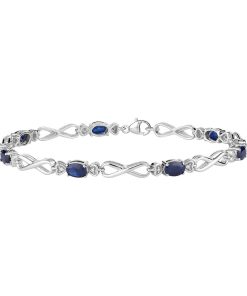 10k White Gold Sapphire & Diamond Accent Infinity Link Bracelet