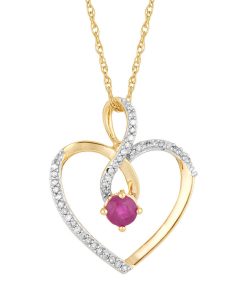 10k Gold Ruby & 1/8 Carat T.W. Diamond Infinity Heart Pendant Necklace