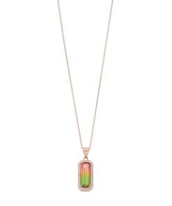 18k Rose Gold Over Silver Watermelon Cubic Zirconia & Cubic Zirconia Pendant Necklace