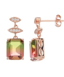 18k Gold Over Silver Watermelon Cubic Zirconia Drop Earrings