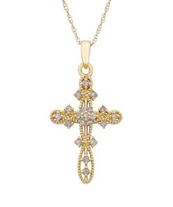 10k Gold 1/10 Carat T.W. Diamond Cross Pendant
