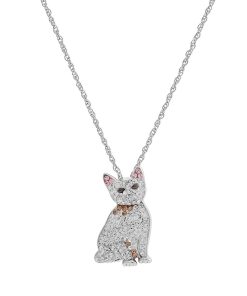 Artistique Sterling Silver Crystal Cat Pendant