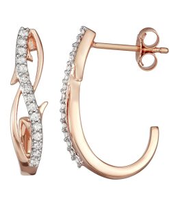 10k Rose Gold 1/4 Carat T.W. Diamond J Hoop Earrings